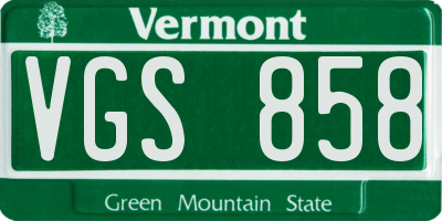 VT license plate VGS858