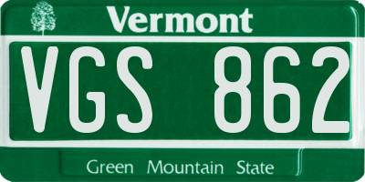VT license plate VGS862