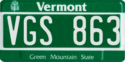 VT license plate VGS863