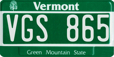 VT license plate VGS865