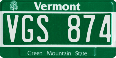 VT license plate VGS874
