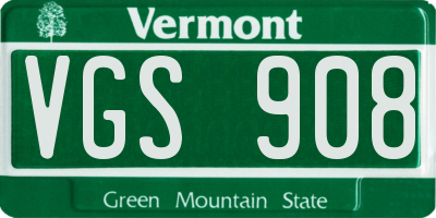 VT license plate VGS908