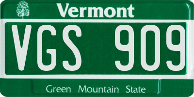 VT license plate VGS909