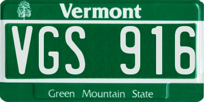 VT license plate VGS916