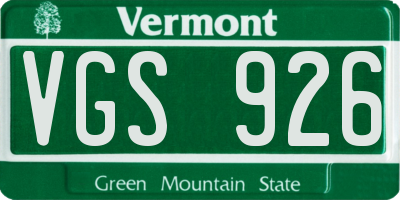 VT license plate VGS926