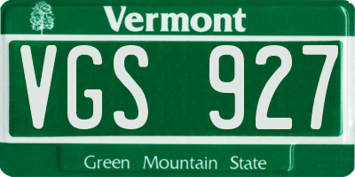 VT license plate VGS927
