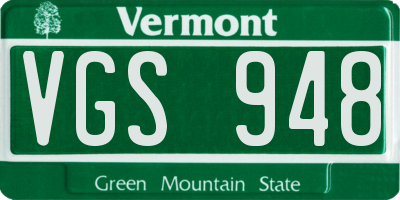 VT license plate VGS948