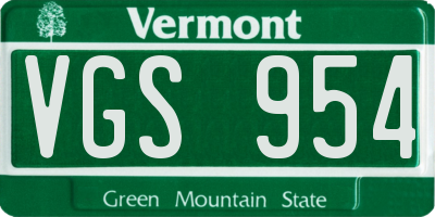 VT license plate VGS954