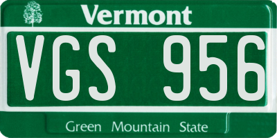 VT license plate VGS956