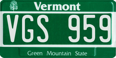 VT license plate VGS959