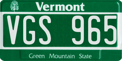 VT license plate VGS965