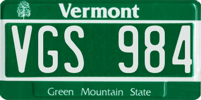 VT license plate VGS984