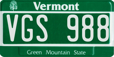 VT license plate VGS988
