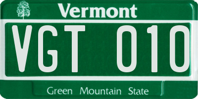 VT license plate VGT010