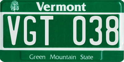 VT license plate VGT038