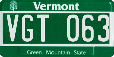 VT license plate VGT063