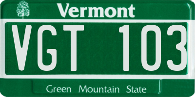 VT license plate VGT103