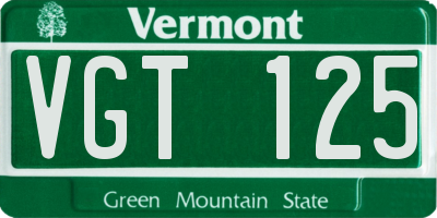 VT license plate VGT125