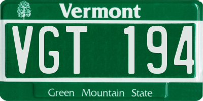 VT license plate VGT194