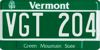 VT license plate VGT204