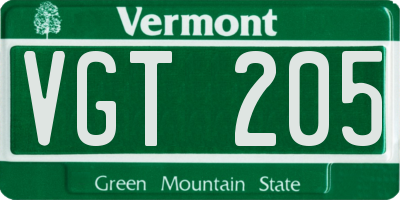 VT license plate VGT205