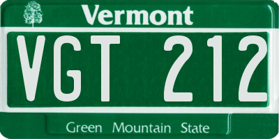 VT license plate VGT212
