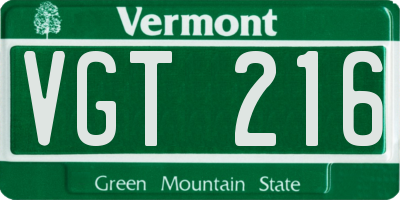 VT license plate VGT216