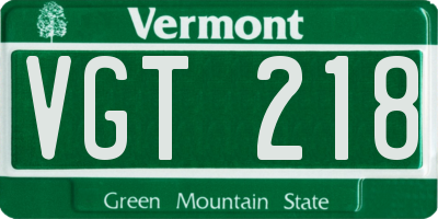 VT license plate VGT218