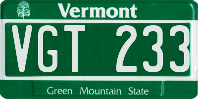 VT license plate VGT233