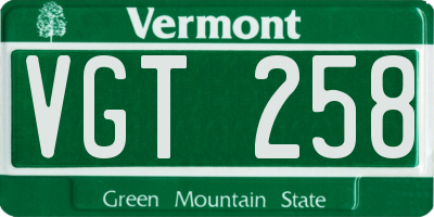 VT license plate VGT258