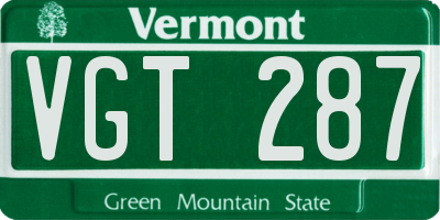 VT license plate VGT287