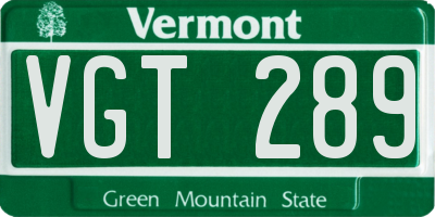 VT license plate VGT289