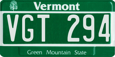 VT license plate VGT294