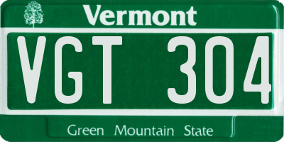 VT license plate VGT304