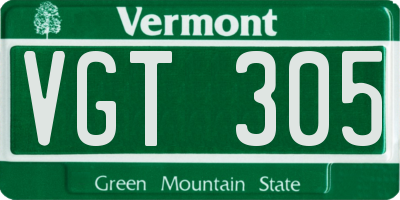 VT license plate VGT305