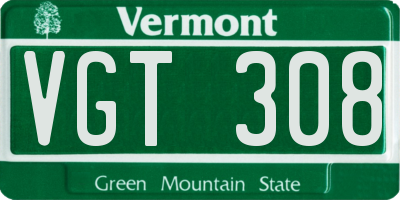 VT license plate VGT308