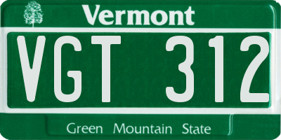 VT license plate VGT312