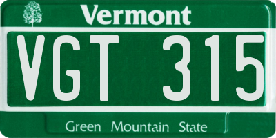 VT license plate VGT315