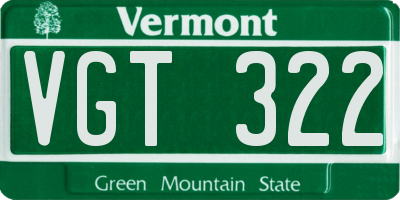 VT license plate VGT322
