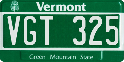 VT license plate VGT325