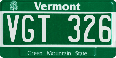 VT license plate VGT326