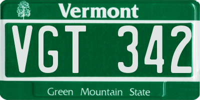 VT license plate VGT342