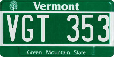 VT license plate VGT353