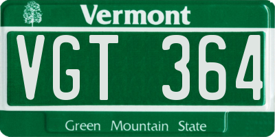 VT license plate VGT364