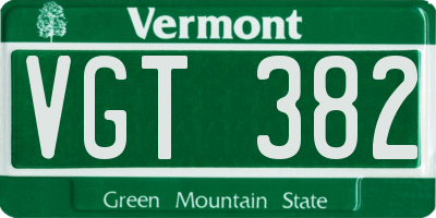 VT license plate VGT382