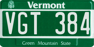 VT license plate VGT384