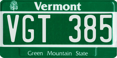 VT license plate VGT385
