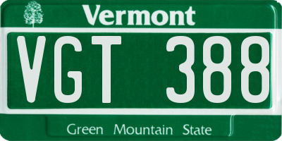 VT license plate VGT388