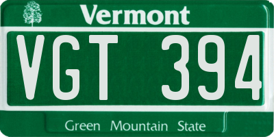 VT license plate VGT394
