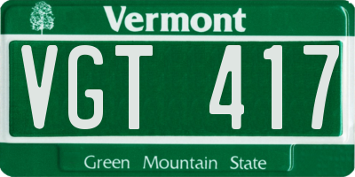 VT license plate VGT417